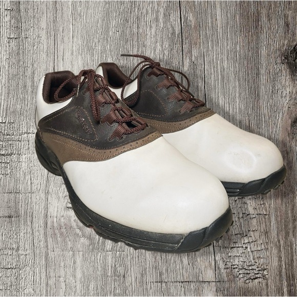 Foot Joy Golf Shoes 45402 Flex Zone White Brown Leather Saddle Lace Up 13 WIDE - Picture 1 of 6